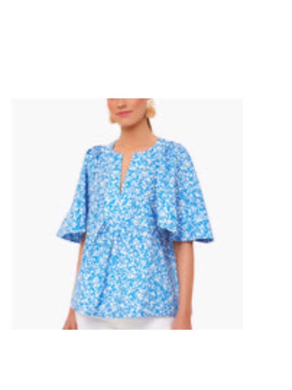 Tuckernuck Finley Blue Floral V-Neck Flutter Sleeve Women’s Top